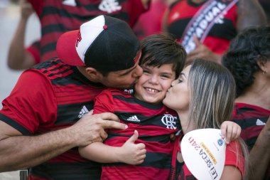 Rio de Janeiro, Brezilya - 21 Nisan 2019: Gabigol do Flamengo 'nun anılması. Maracana Stadyumu 'ndaki Carioca Şampiyonası finali için Flamengo x Vasco arasındaki maç.