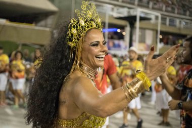 Rio de Janeiro, RJ, Brezilya - 16 Şubat 2019: Rio de Janeiro samba okullarının teknik denemesi