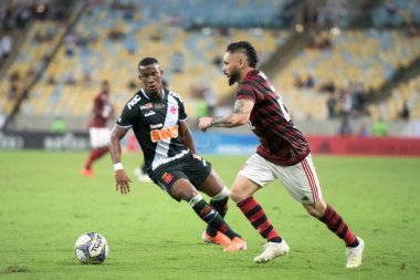 Rio de Janeiro, Brezilya - 21 Nisan 2019: Gabigol do Flamengo 'nun anılması. Maracana Stadyumu 'ndaki Carioca Şampiyonası finali için Flamengo x Vasco arasındaki maç.