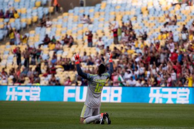 Rio de Janeiro 'da. Brezilya - 16 Haziran 2019: Paraguay, Amerika Kupası 2019 Maracana Stadyumu 'nda Katar' a karşı.