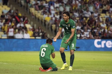 Rio de Janeiro, Brezilya - 18 Haziran 2019: Rio de Janeiro 'nun kuzeyindeki Maracana Stadyumu' nda düzenlenen CONMEBOL Copa America 2019 A Grubu 'nun ikinci turu için geçerli olan Bolivya x Peru maçı