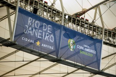 Rio de Janeiro 'da. Brezilya - 16 Haziran 2019: Paraguay, Amerika Kupası 2019 Maracana Stadyumu 'nda Katar' a karşı.