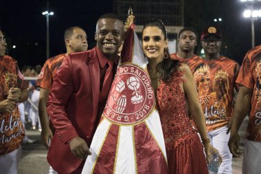 Rio de Janeiro, RJ, Brezilya - 16 Şubat 2019: Rio de Janeiro samba okullarının teknik denemesi