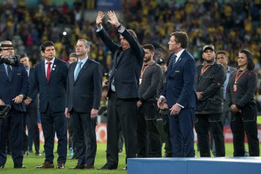 Rio de Janeiro, Brezilya - 07 Temmuz 2019: Brezilya Copa America 2019 Şampiyonu. Brezilya-Peru maçı Copa America 2019 finali için Rio de Janeiro 'nun kuzeyindeki Maracana Stadyumu' nda oynanacak..