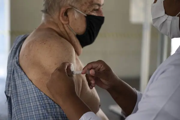 Río Janeiro Brasil Marzo 2021 Hombres Partir Años Fueron Vacunados — Foto de Stock