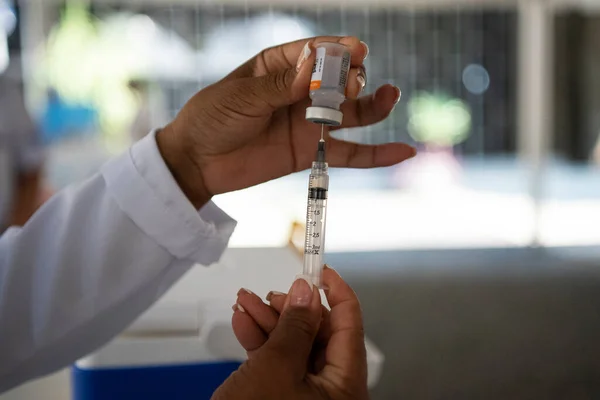 Río Janeiro Brasil Marzo 2021 Hombres Partir Años Fueron Vacunados — Foto de Stock