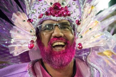 Rio de Janeiro, Brezilya - 23 Şubat 2020: Rio Karnavalı 2020. Rio de Janeiro 'daki Samba Okulları Geçidi.