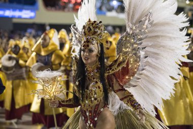 Rio de Janeiro, Brezilya - 21 Şubat 2020: Rio Karnavalı 2020. Rio de Janeiro 'daki Samba Okulları Geçidi.