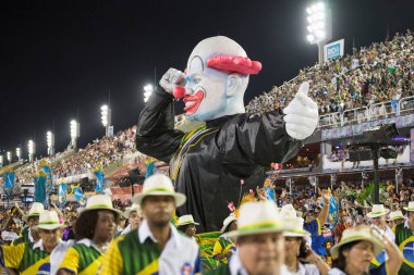 Rio de Janeiro, Brezilya - 21 Şubat 2020: Rio Karnavalı 2020. Rio de Janeiro 'daki Samba Okulları Geçidi.