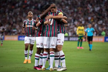 Rio de Janeiro (RJ), 13.05.2023 - Nino do Fluminense 'in gol kutlaması. Fluminense x Cuiab ile Maracan Brezilya Şampiyonası 'nın altıncı raundu arasındaki maç..