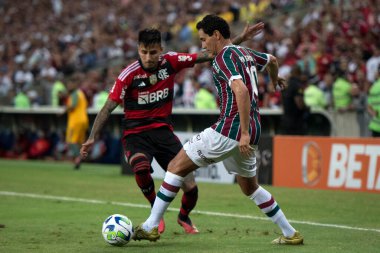 RIO DE JANEIRO, BRAZİL - 16 Mayıs 2023. Maracana Stadyumu 'nda Flamengo' ya karşı Fluminense