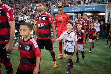 RIO DE JANEIRO, BRAZİL - 16 Mayıs 2023. Maracana Stadyumu 'nda Flamengo' ya karşı Fluminense