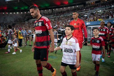 RIO DE JANEIRO, BRAZİL - 16 Mayıs 2023. Maracana Stadyumu 'nda Flamengo' ya karşı Fluminense