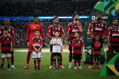 RIO DE JANEIRO, BRAZİL - 16 Mayıs 2023. Maracana Stadyumu 'nda Flamengo' ya karşı Fluminense