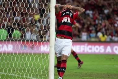RIO DE JANEIRO - 16 Mayıs 2023: Cebolinha, Flamengo. Flamengo x Cruzeiro arasındaki maç. Maracana 'da Brezilya Şampiyonası.