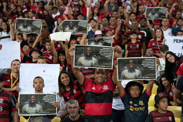 Rio Janeiro 16Th May 2023 Protest Racism Football Match Flamengo — Stock Photo, Image