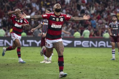 RIO DE JANEIRO - 01 Haziran 2023: Maracana Stadyumu 'nda Copa do Brasil' in 16. turu olan Flamengo x Fluminense arasındaki maç