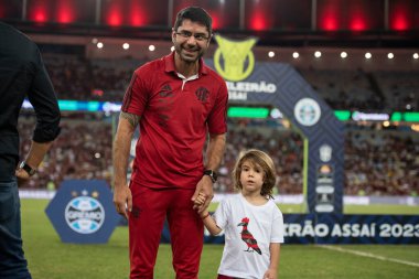BRAZİL, RIO DE JANEIRO 11 HAZİRAN 2023: Maracana Stadyumu 'ndaki Brezilya Şampiyonası' nın 10. turu için Flamengo x Grmio arasında maç