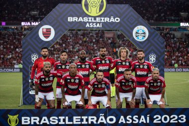 BRAZİL, RIO DE JANEIRO 11 HAZİRAN 2023: Maracana Stadyumu 'ndaki Brezilya Şampiyonası' nın 10. turu için Flamengo x Grmio arasında maç