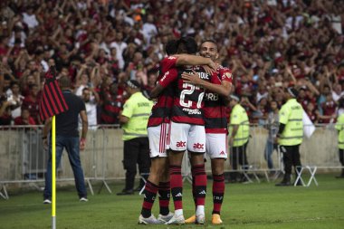 BRAZIL, RIO DE JANEIRO - 28 Haziran 2023: Maracana Stadyumu 'ndaki A Grubu Libertadores' in altıncı turu için Flamengo x Aucas EQU arasındaki maç