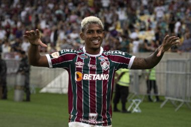Rio de Janeiro (RJ), 05.08.2023 - Fluminense 'den John Kennedy' nin gol kutlaması. Brezilya Şampiyonası için Maracana 'daki Fluminense x Palmeiras maçı.