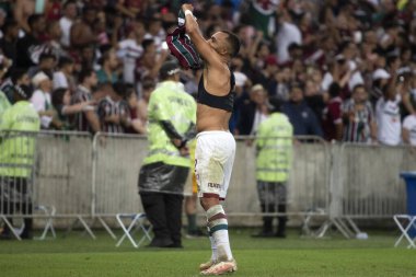 Rio de Janeiro (RJ), 08.08.2023 - Samuel Xavier 'in Fluminense' li golü. Fluminense x Argentinos Juniors arasında oynanan maç, Maracana 'da oynanan Libertadores maçının 16..