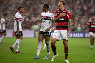 Rio de Janeiro (RJ), 12.08.2023 - Flamengo 'dan Pedro' nun gol kutlaması. Flamengo x Sao Paulo arasındaki maç, Brezilya Şampiyonası 'nın 19. raundu için, Maracana' da.