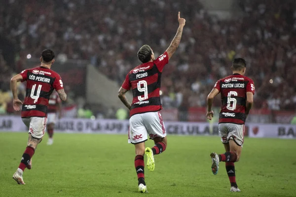 Rio Janeiro 2023 Celebração Gol Por Pedro Flamengo Jogo Entre — Fotografia de Stock