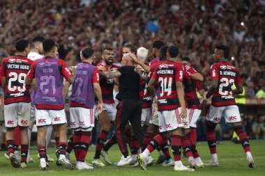Rio de Janeiro (RJ), 16.08.2023 - Flamengo 'dan Arrascaeta' nın gol kutlaması. Flamengo x Grmio maçı, Copa do Brasil 'in ikinci ayağı Maracana' da..
