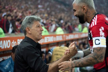 Rio de Janeiro (RJ), 16.08.2023 - Renato Gaucho, Gremio ve Gabigol 'un koçu. Flamengo x Gremio maçı, Copa do Brasil 'in ikinci ayağı Maracana' da.. 