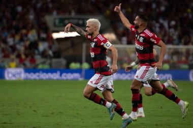 Rio de Janeiro (RJ), 16.08.2023 - Flamengo 'dan Arrascaeta' nın gol kutlaması. Flamengo x Gremio maçı, Copa do Brasil 'in ikinci ayağı Maracana' da..