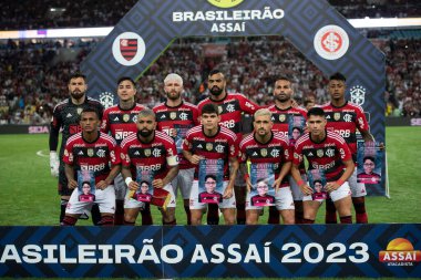 BRAZIL, RIO DE JANEIRO - 26 AĞUSTOS, 2023: Brezilya Şampiyonası için Maracana Stadyumu 'nda Flamengo ve Internacional arasındaki maç.