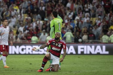 BRAZIL, RIO DE JANEIRO - 26 AĞUSTOS, 2023: Brezilya Şampiyonası için Maracana Stadyumu 'nda Flamengo ve Internacional arasındaki maç.