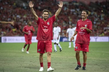 Rio de Janeiro, Rio de Janeiro, Brezilya - 27 Aralık 2023. Maracan Stadyumu 'nda Salgueiro Samba Okulu' nun bir gösterisiyle All-star maçı..       