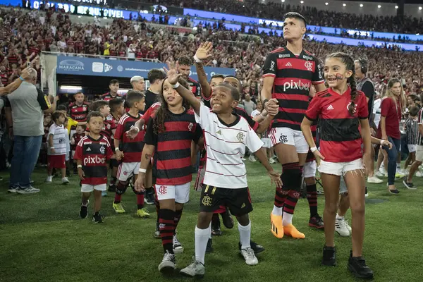 Rio Janeiro 2024 Flamengo Fluminense Матч Между Flamengo Fluminense Маракане — стоковое фото