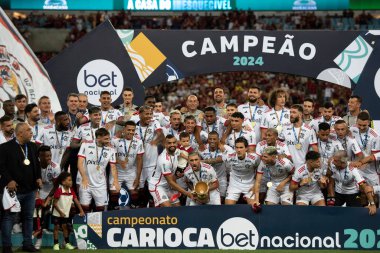 Rio de Janeiro, Rio de Janeiro, Brezilya - 7 Nisan 2024. Flamengo x Nova Iguau Maracan Stadyumu 'nda. Carioca Şampiyonası Finali.                    