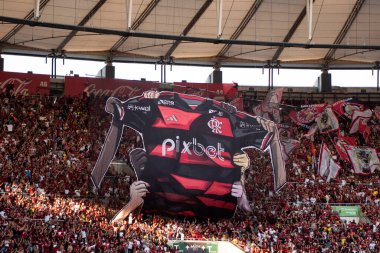 Rio de Janeiro, Rio de Janeiro, Brazil - April 7, 2024. Flamengo x Nova Iguau at Maracan Stadium. Final of the Carioca Championship.                     clipart