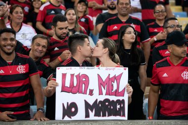 Rio de Janeiro, Rio de Janeiro, Brezilya - 15 Mayıs 2024. Flamengo x Bolivar (BOL), Maracana Stadyumu 'ndaki Libertadores.           