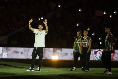 Rio de Janeiro, Rio de Janeiro, Brezilya - Haziran 07, 2024. Oyuncu Thiago Silva Fluminense 'de Sorrisso Maroto, Ferrugem ve Mumuzinho' nun gösterisiyle sunar..                    