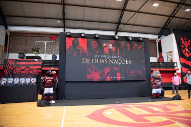 Rio de Janeiro, Rio de Janeiro, Brezilya - 14 Ağustos 2024. Flamengo sporcularına olimpiyat hediyesi.        