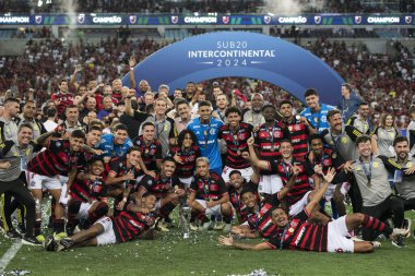 Rio de Janeiro (RJ), 24 / 08 / 2024 - FLAMENGO x OLYMPIACOS - Maracan 'daki Flamengo x Olympiacos maçı, Kıtalararası Alt- 20 finalinin finali.                   