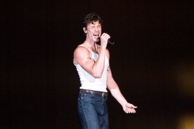 Rio de Janeiro, Rio de Janeiro, Brasil - September 22, 2024: Singer Shawn Mendes on the seventh day of Rock in Rio 40 years in the city of Rock.