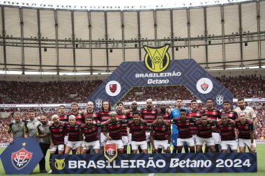 Rio de Janeiro, Rio de Janeiro, Brezilya - 08 Aralık 2024. Brezilya Şampiyonası için Flamengo x Vitoria.                        