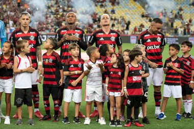 Rio de Janeiro, Rio de Janeiro, Brezilya - 12 Şubat 2025. Flamengo x Botafogo, Carioca Şampiyonası için Maracana Stadyumu 'nda..                            