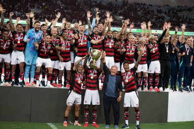 Rio de Janeiro, Rio de Janeiro, Brezilya - 16 Mart 2025. Flamengo x Fluminense Maracan Stadyumu 'nda. Flamengo Carioca Şampiyonu 2025                      