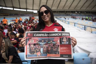 Rio de Janeiro, Rio de Janeiro, Brezilya - 16 Mart 2025. Flamengo x Fluminense Maracan Stadyumu 'nda. Flamengo Carioca Şampiyonu 2025                      