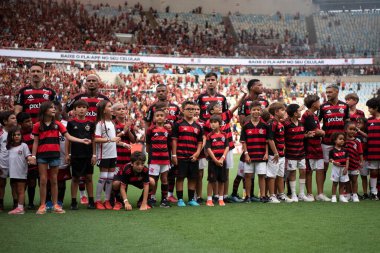 Rio de Janeiro, Rio de Janeiro, Brezilya - 16 Mart 2025. Flamengo x Fluminense Maracan Stadyumu 'nda. Flamengo Carioca Şampiyonu 2025                      