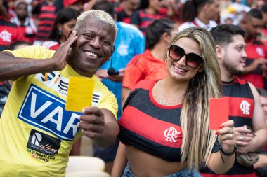 Rio de Janeiro, Rio de Janeiro, Brezilya - 16 Mart 2025. Flamengo x Fluminense Maracan Stadyumu 'nda. Flamengo Carioca Şampiyonu 2025                      