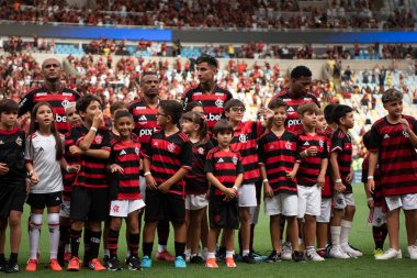 Rio de Janeiro, Rio de Janeiro, Brezilya - 16 Mart 2025. Flamengo x Fluminense Maracan Stadyumu 'nda. Flamengo Carioca Şampiyonu 2025                      