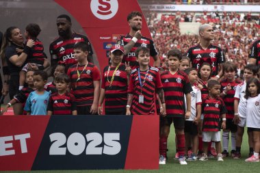 Rio de Janeiro, Rio de Janeiro, Brezilya - 16 Mart 2025. Flamengo x Fluminense Maracan Stadyumu 'nda. Flamengo Carioca Şampiyonu 2025                      